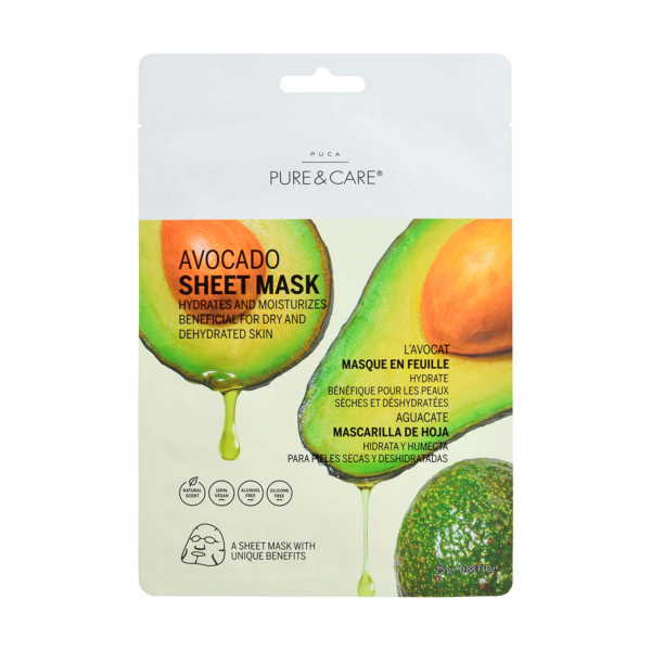 Avocado Sheet Mask for dry skin treatment I PUCA - PURE & CARE