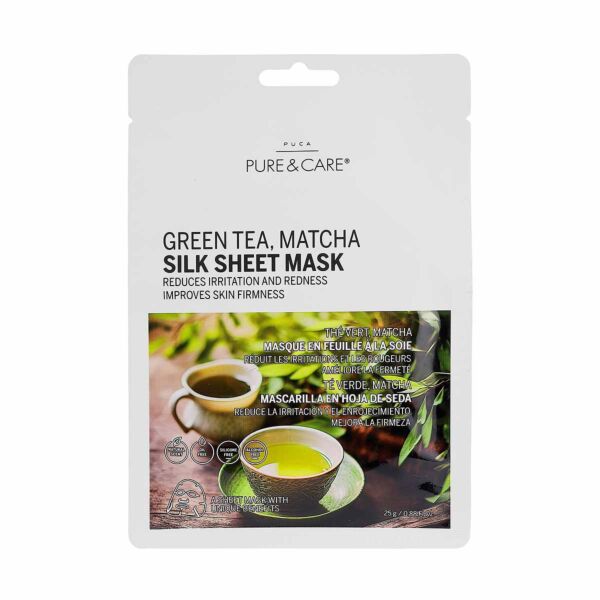 Green Tea Matcha Silk Sheet Mask improves skin firmness I PUCA - PURE & CARE